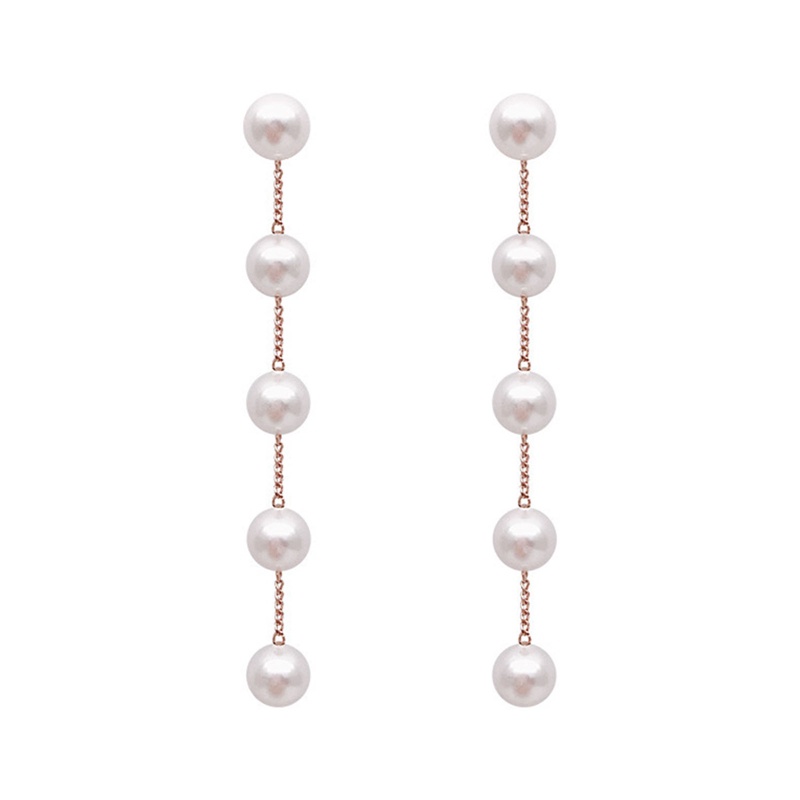 Fancyqube Anting Tusuk Gantung Panjang Wanita Desain Bulan Bintang Bunga Hias Mutiara Berlian Imitasi