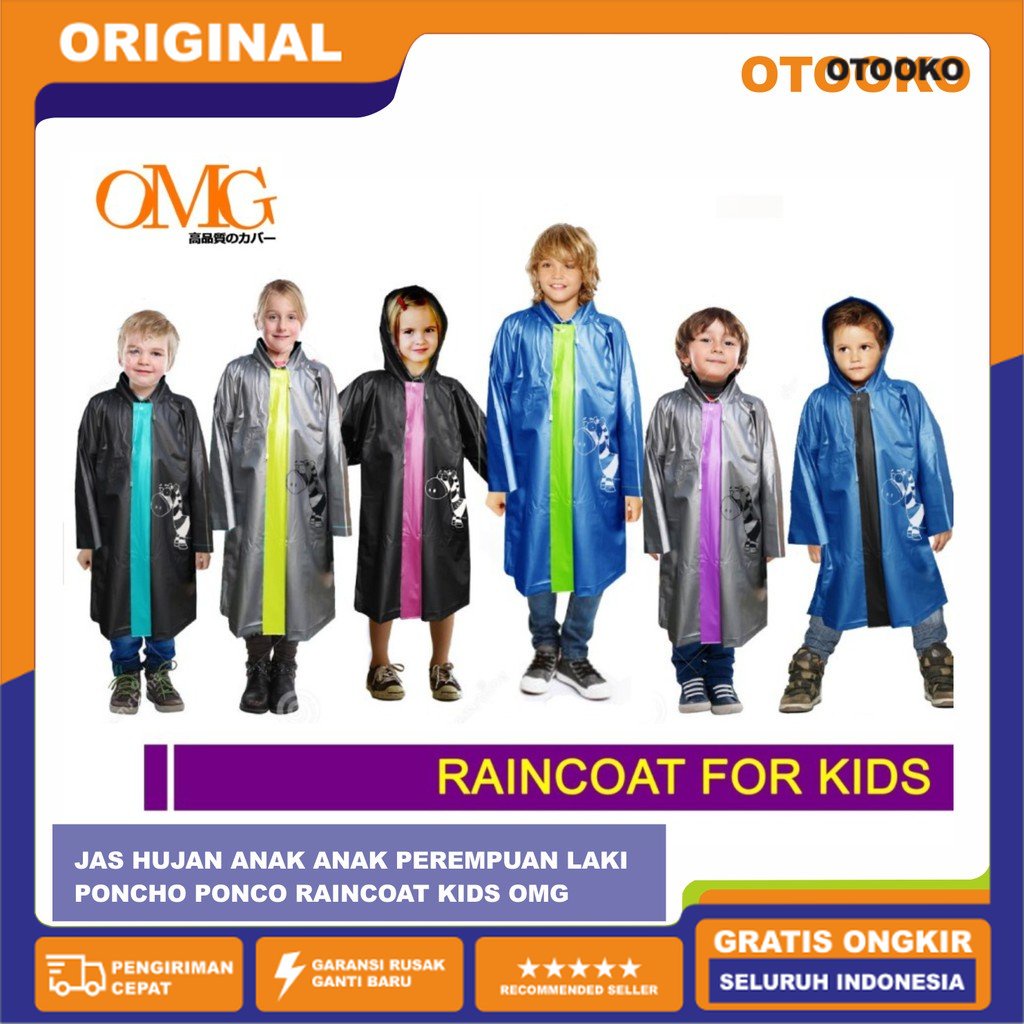 Jas Hujan Anak anak perempuan Laki Poncho Ponco raincoat kids OMG