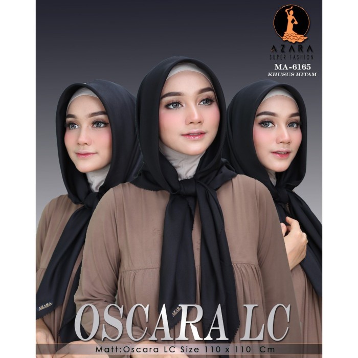 AZARA HIJAB SEGI EMPAT OSKARA LASERCUT JILBAB POLOS KERUDUNG SEGIEMPAT - Hitam