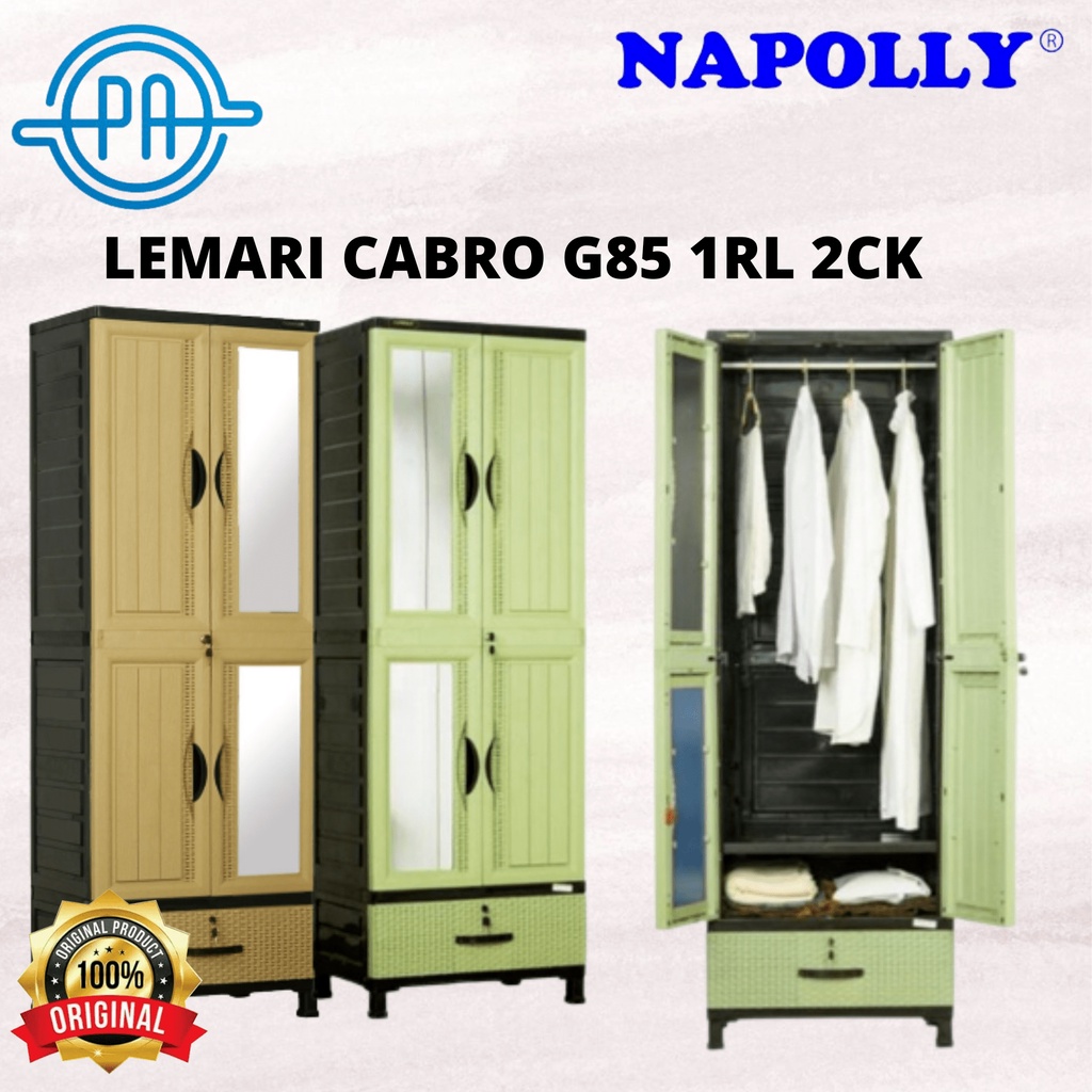 LEMARI NAPOLLY 2 PINTU HANGER + LACI ( CABRO G85 1RL 2CK )