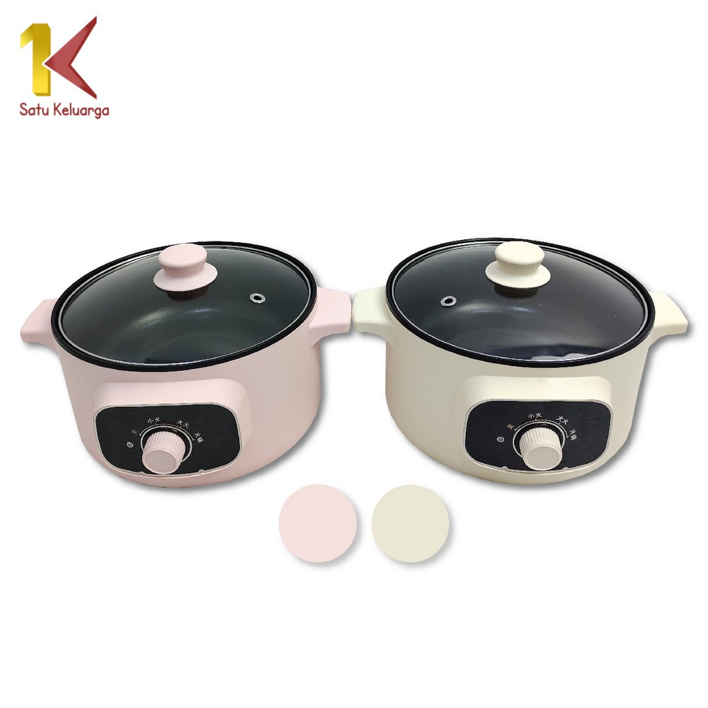 Satu Keluarga Panci Listrik Eletrik Portable Serbaguna C519 Electric Cooker Pan Anti Lengket Kukusan