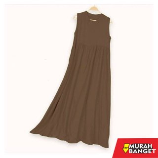 model gamis kombinasi polos terbaru 2022 INNER DRESS GAMIS SERUT TANPA LENGAN