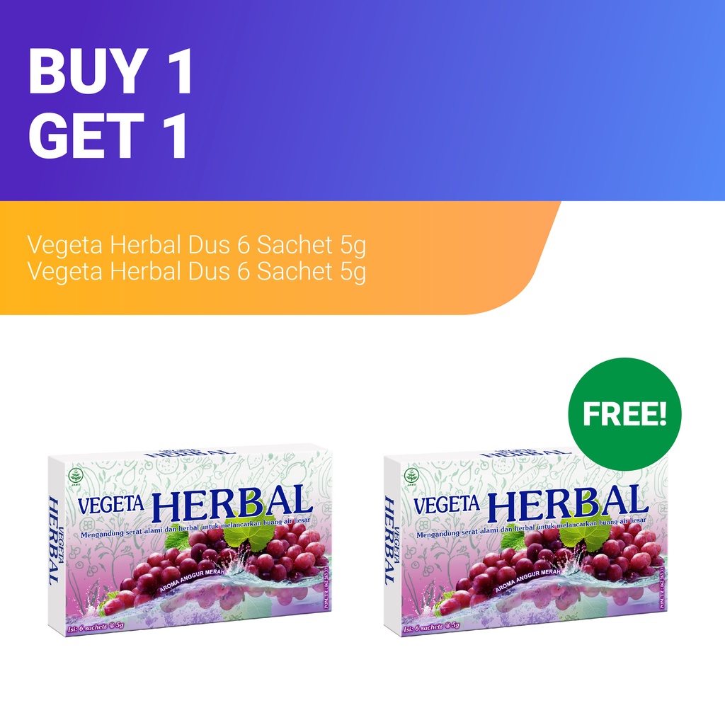 

Buy 1 Get 1 - Vegeta Dus 6 Sachet Herbal 5 g