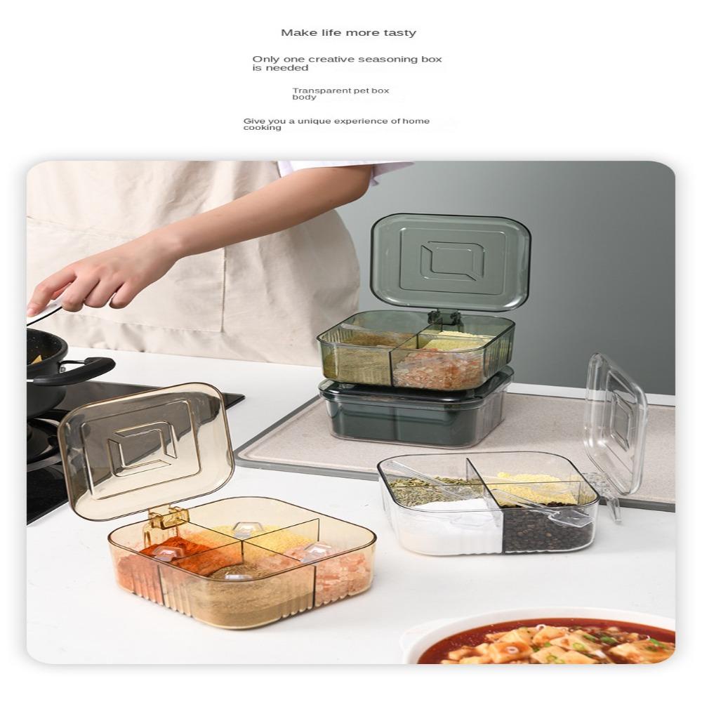 R-FLOWER Toples Penyimpanan Bumbu Dapur Mewah Gadget BBQ Masak Herbal Organizer Dengan Tutup Terintegrasi Perlengkapan Dapur Storage Tank Seasoning Box