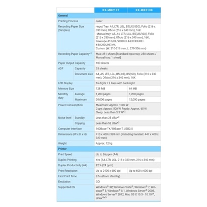 MESIN FAX PANASONIC KX-MB2137 MULTIFUNGSI PRINTER ORIGINAL MB2137