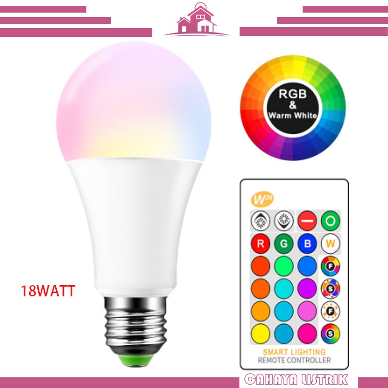 LAMPU BOHLAM 10W LED RGB BERUBAH WARNA REMOTE CONTROL ORIGINAL LAMPU HIAS WARNA WARNI LAMPU KAMAR TIDUR AESTHETIC TUMBLR PLAFON