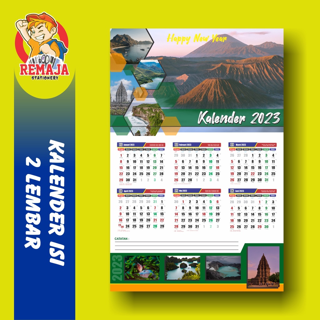 

Cetak Kalender Custom Full Color Ukuran 32x48 1 Lembar isi 6 Bulan