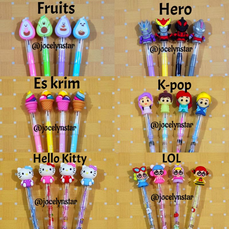 

Pensil bensia/ pensil sambung susun karakter Lol/ fruit/ k-pop