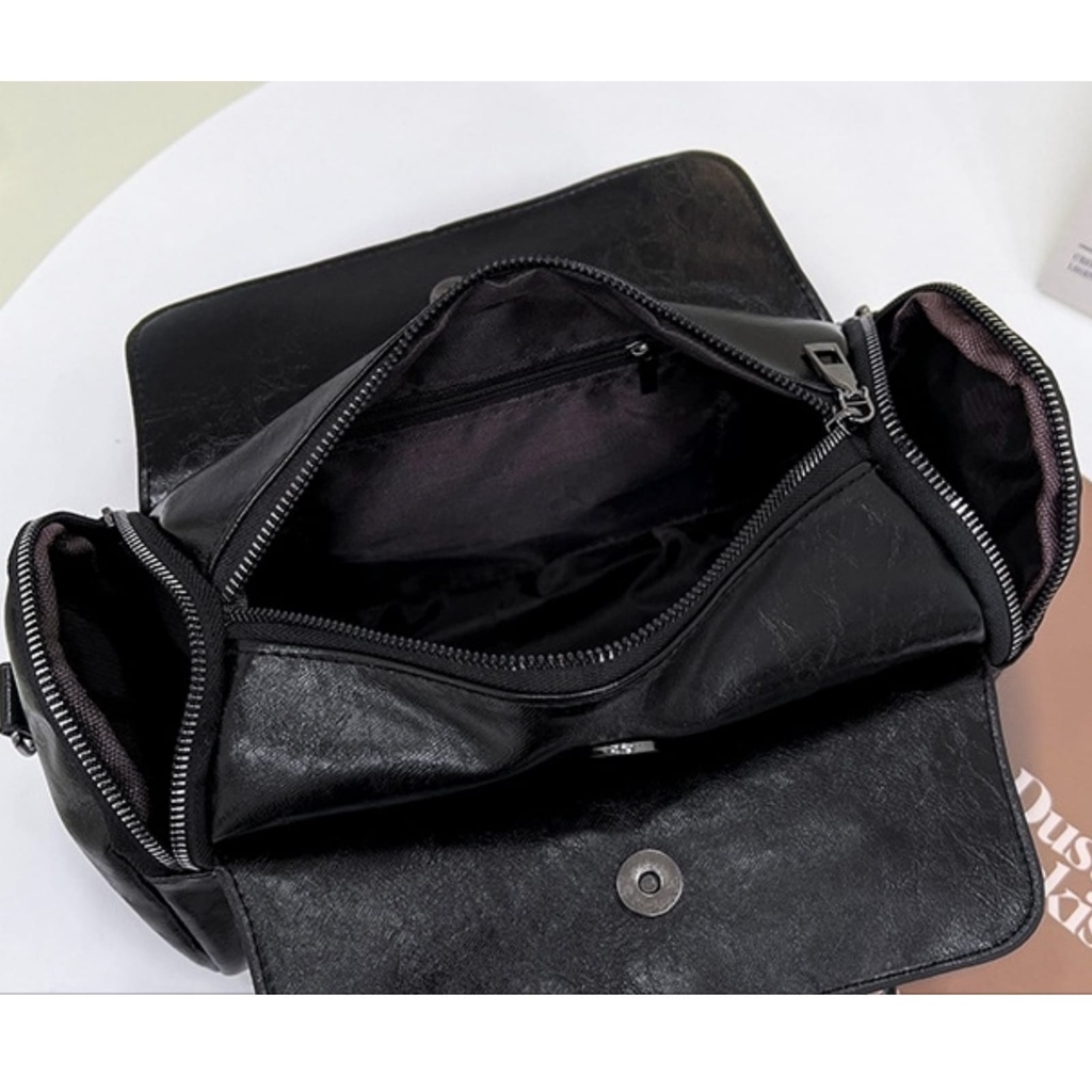 TAS SELEMPANG WANITA IMPORT KULIT HITAM UMADAM SHOULDER BAG BESAR SLINGBAG TA707B5 BAHU REMAJA PREMIUM FASHION KOREA KEKINIAN  BRANDED BATAM CEWEK MURAH