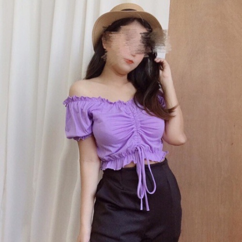 S-XXXXL SANY Baju sabrina Baju Atasan Sabrina Wanita Jumbo Crop Top Korean Style Blouse Lengan Panja