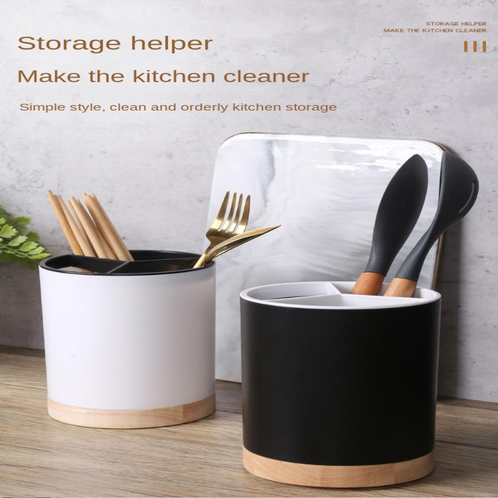 Solighter Chopstick Drainer Rak Double Layer Multi-Fungsi Rak Sendok Garpu Rumah Tangga Dapur Organizer Rak Peralatan Masak Tempat Penyimpanan