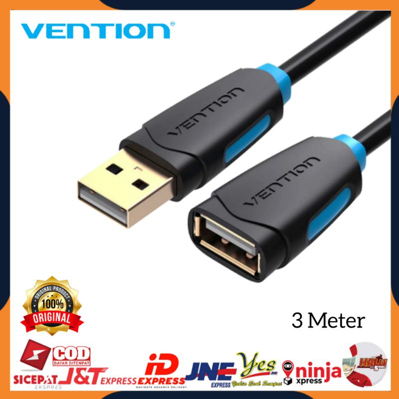 [COD] KABEL EXTENSION VENTION CBC PERPANJANGAN USB MALE TO FEMALE 2.0 GOLD PLATED 3 METER ORIGINAL