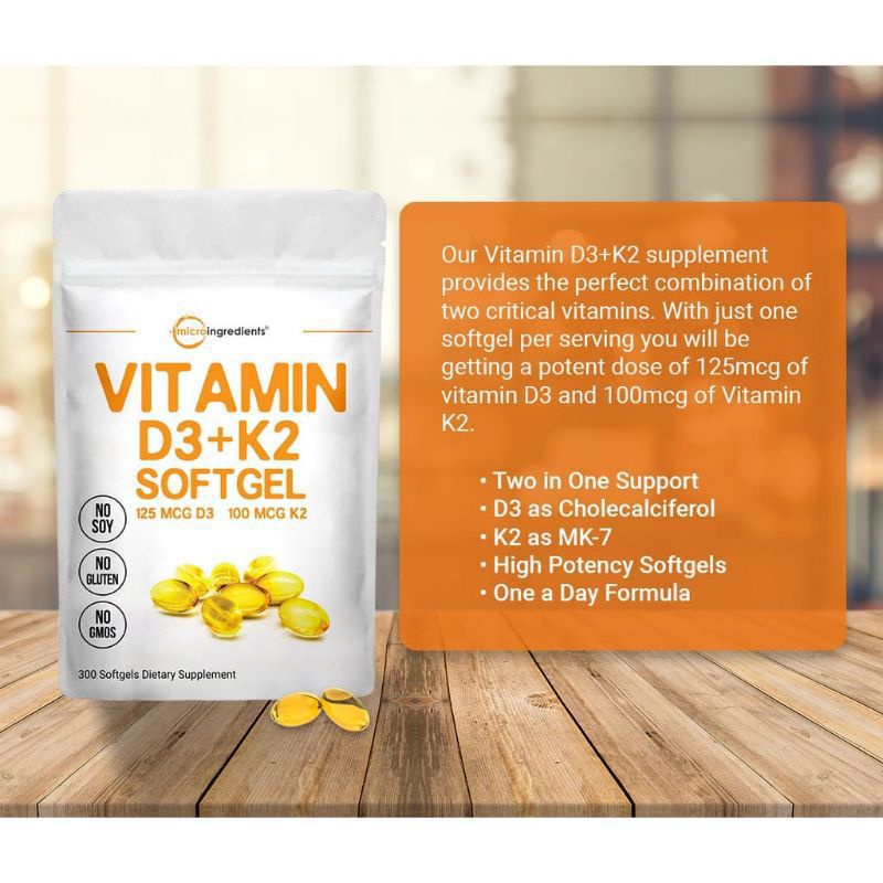 micro ingredients vitamin d3 + k2 5000iu vit 5000 iu 300 softgelmicro ingredients vitamin d3 + k2 50