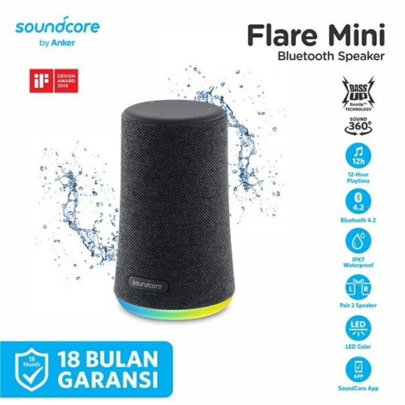 ANKER SoundCore Flare Mini Portable Bluetooth Speaker IPX7 ORIGINAL A3167 versi upgrade