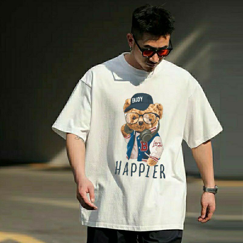 Kaos Oversize Pria Cotton Combed 24s Atasan Tshirt Pria Oversize Happier