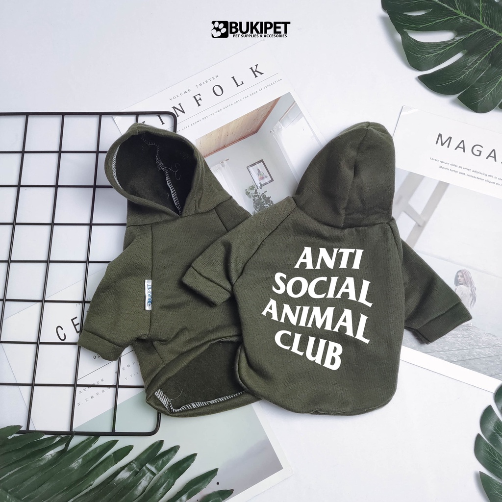 baju kucing anjing kelinci monyet lucu murah aksesoris hewan kecil - HOODIE ANTI SOCIAL ANIMAL CLUB