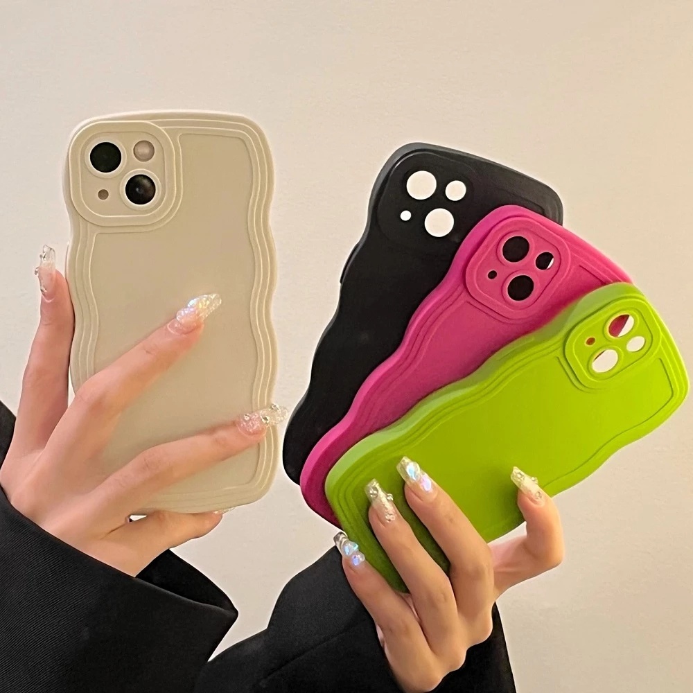 Casing Soft Case Bumper Silikon Motif Permen Bergelombang Untuk iPhone 14 13 12 11 Pro Max 14 Plus