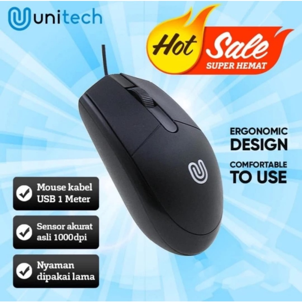 Mouse Kabel Optical Mouse G3 Unitech Wired Kabel USB 1000DPI