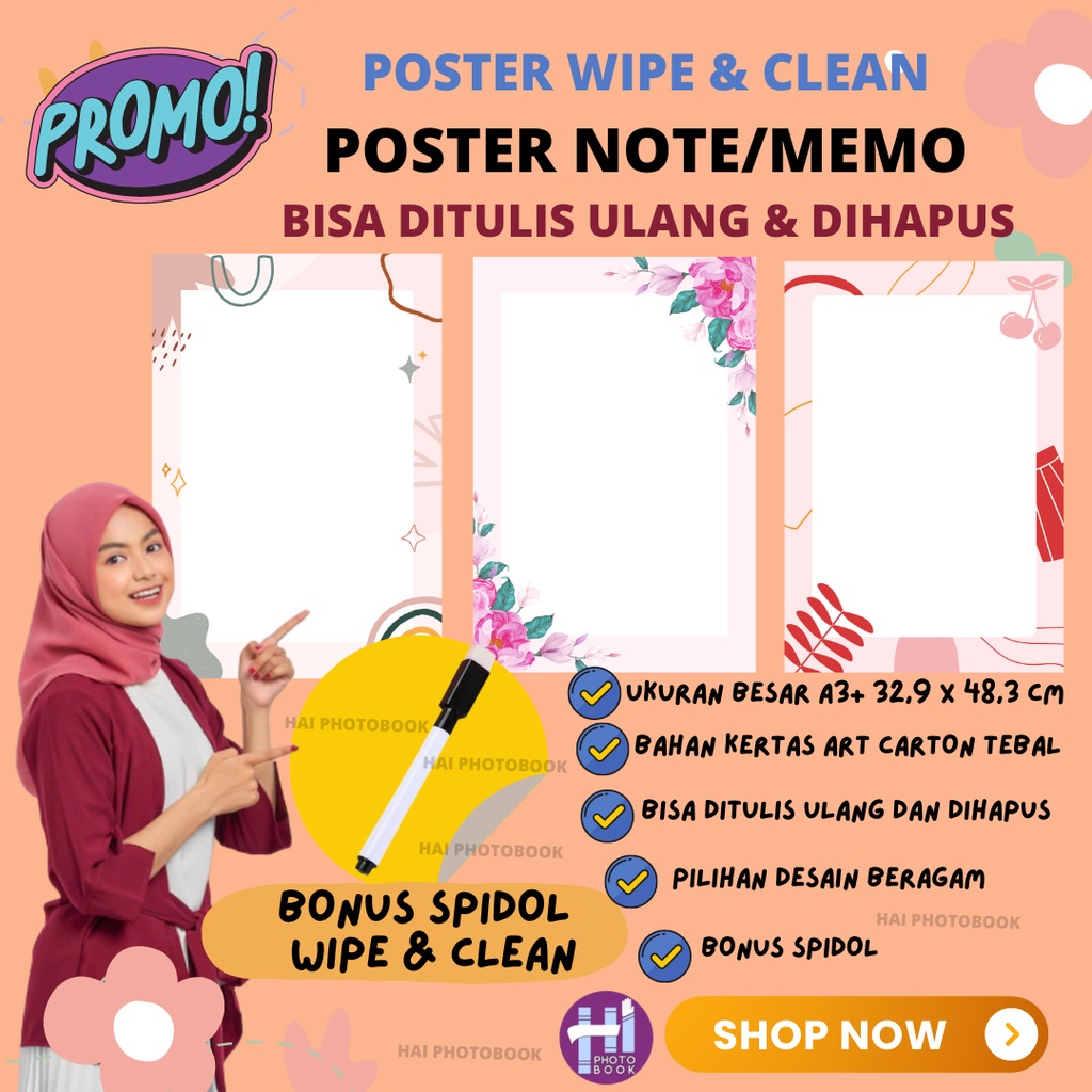 

POSTER POLOS BUAT NOTE/MEMO/CORAT CORET / DLL UKURAN A3+ BONUS SPIDOL BISA DIHAPUS DAN TULIS ULANG