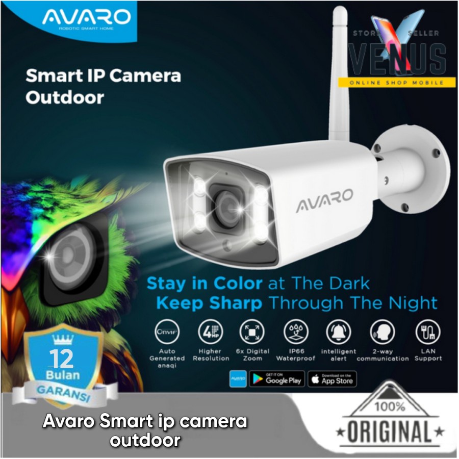 Avaro CT03 CCTV Smart Outdoor IP Camera 4 MP HD Support ONVIF &amp; LAN Port