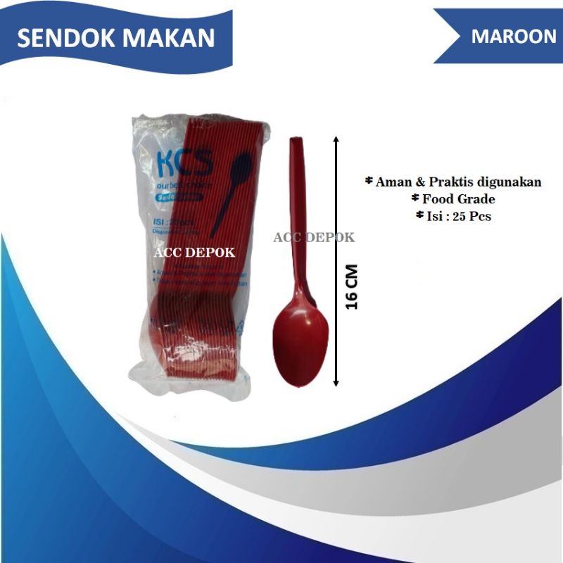 SENDOK MAKAN KCS / SENDOK PLASTIK PANJANG MEREK KCS WARNA HITAM / MERAH / PUTIH / HIJAU ARMY / BIRU DOP / GREY ABU-ABU ISI 25PCS