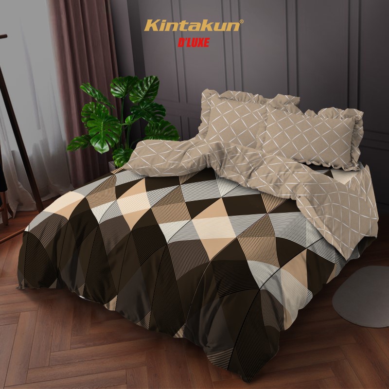 Kintakun Bedcover Set Rumbai 160 / 180 Adira Aesthetic Dluxe Microtex Coklat