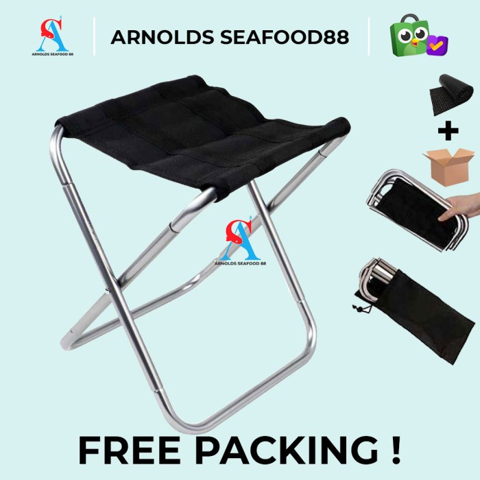 Kursi Kursi Mancing / Kursi Lipat Mini Kuat Folding Kursi Portable - Hitam