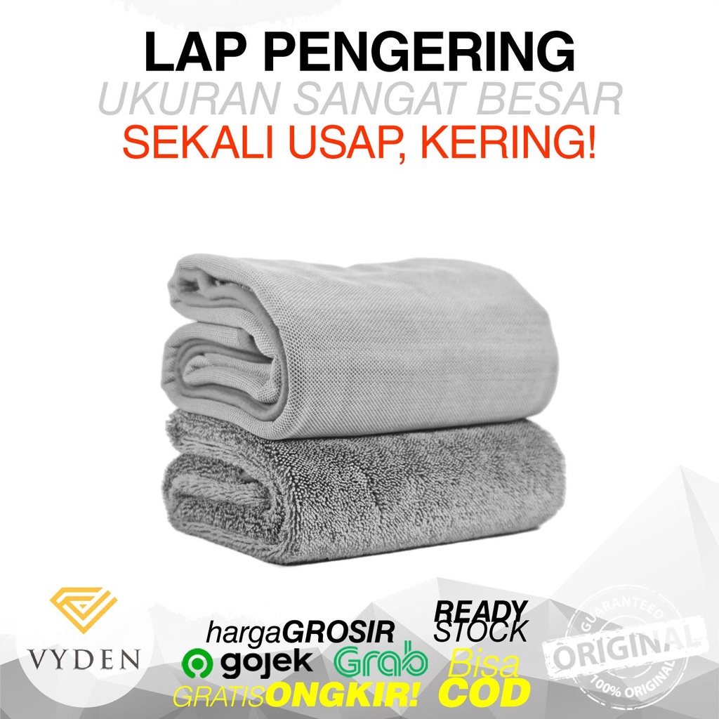 Lap Pengering Cuci Mobil VYDEN Drying Towel Twisted Loop Premium Korean Microfiber 600GSM Water Magnet Killer Handuk Kanebo Jumbo Extra Large Kain Cuci Motor Tidak Bikin Baret Sekali Tarik Kering Garansi