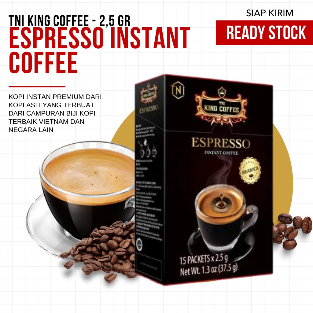 

TNI King Coffee - Espresso Instan - Kopi Vietnam - 15x2,5grr (OPEN RESELLER)