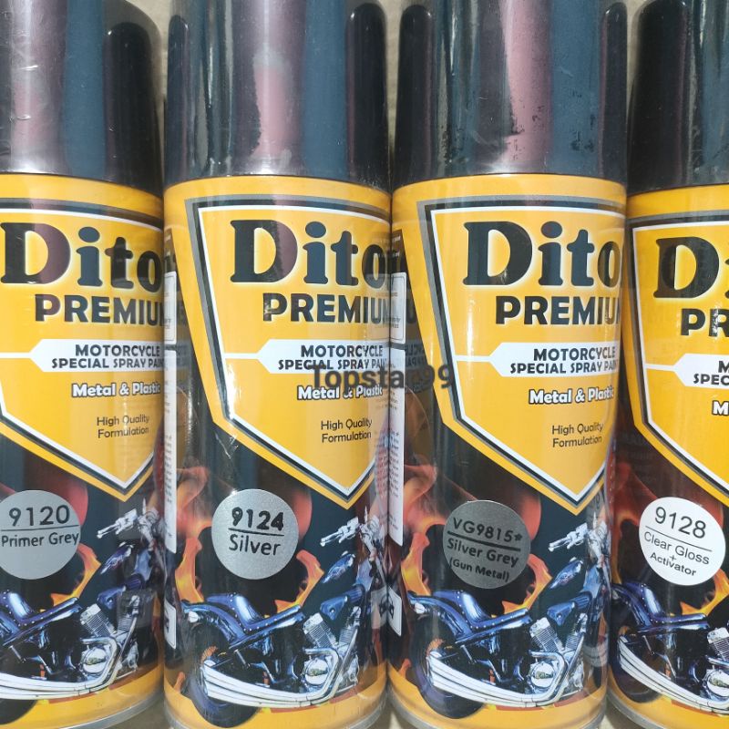 Pilok Cat Diton Premium Paket Komplit 4 Kaleng Silver Grey (Gun Metal) Abu Abu Perak 9815 Primer Grey 9120 Silver 9124 Clear Gloss 9128 400cc Pilox Paketan Cat Semprot Special Spray Paint