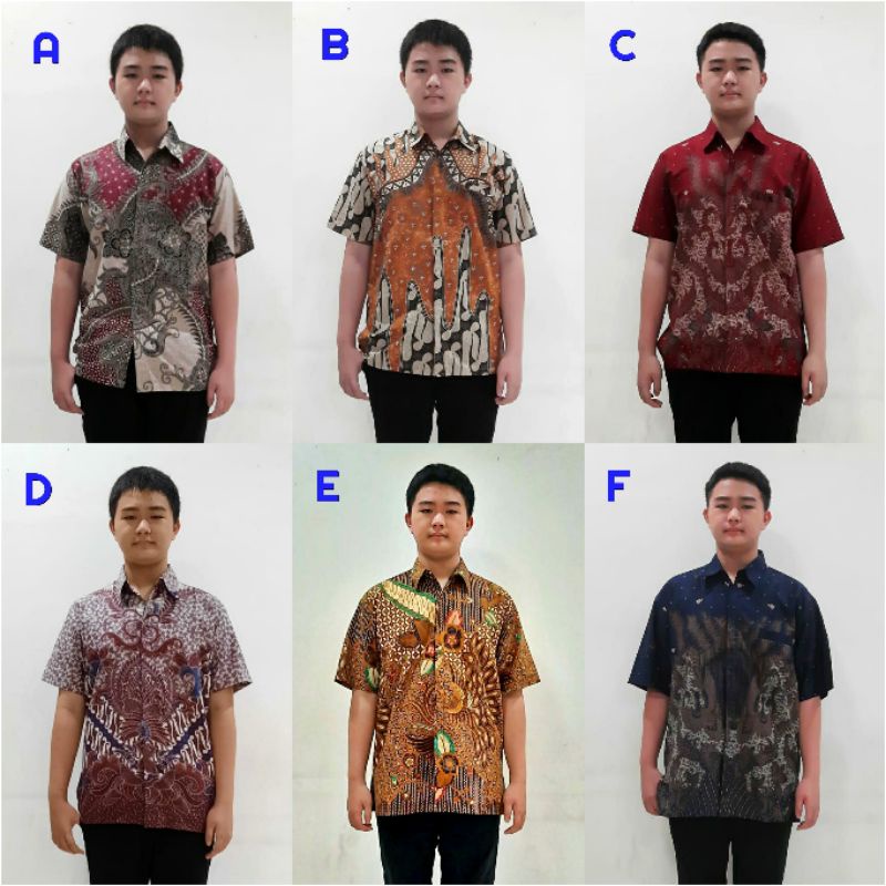 Kemeja Batik Anak 2-12tahun Atasan Hem Baju Batik Anak Laki Laki Cowok Lengan Pendek Seragam SKJ