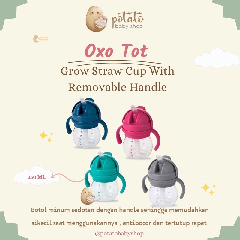 Oxo Tot Grow Straw Cup With Handles - botol sedotan