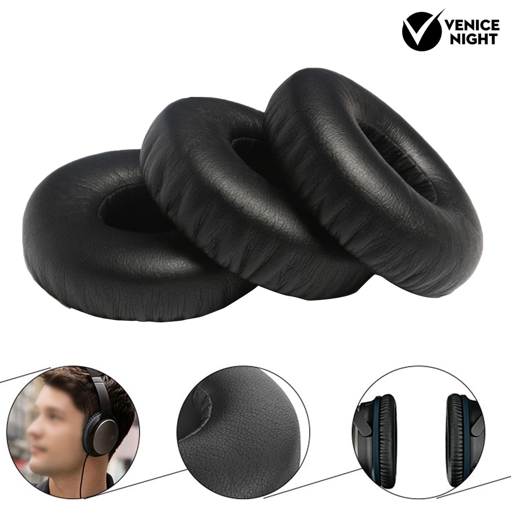 (VNEP) (Berkabel) 2Pcs Faux Kulit Headphone Earmuffs Cushion Headset Cover Pengganti AKG