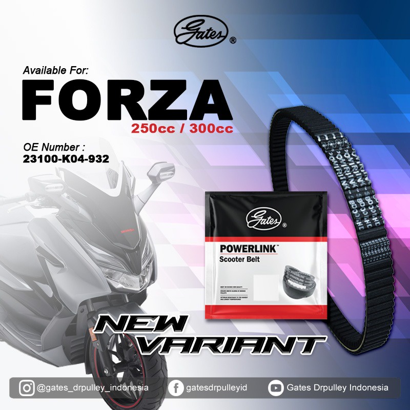 V Belt Vanbelt Fanbelt Honda Forza 250 cc Gates Powerlink Thailand K04