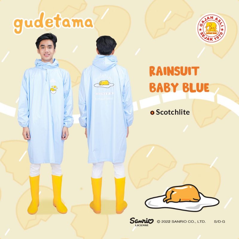 Jas hujan poncho rainsuit gudetama elephantbrand