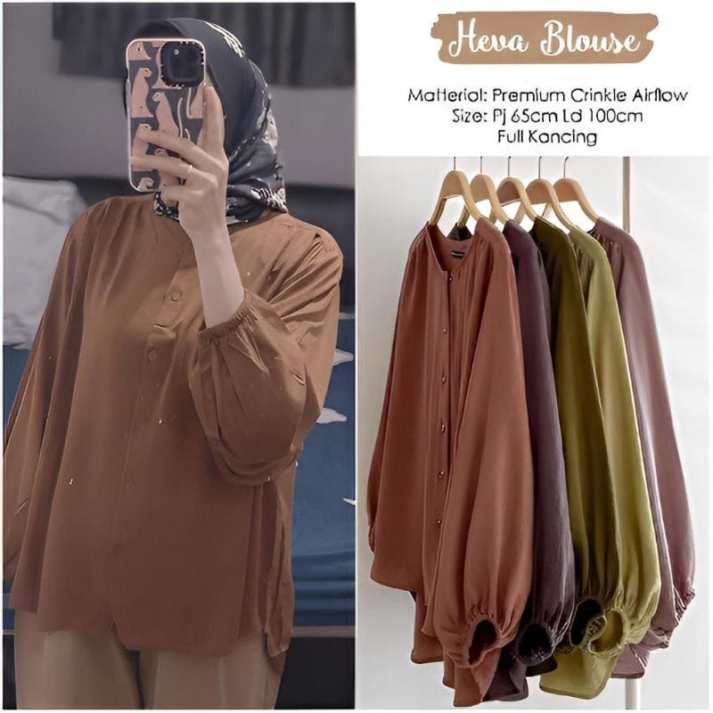 BEFAST - ZEC OOTD Blouse SENIA / Heva CRINCLE Blouse / Blouse Polos Formal / Atasan Wanita Lengan Panjang / Pakaian Kerja Wanita / Blouse Terlaris / Fashion Kekinian Remaja ABG Trendy / Blouse Outfit Wanita Hijab / Termurah