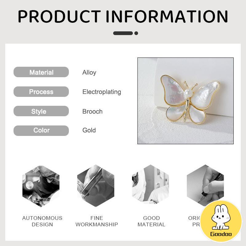 Bros Kupu-kupu Mutiara Busana Wanita Aksesori Jas Temperamen Kelas Atas -Doo