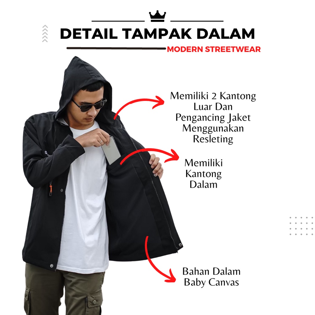 Jaket Parka Pria Casual Jacket Canvas Seleting Saku Dalam Kings BGRS