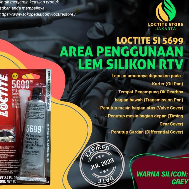 

LEM SILIKON RTV ANTI PANAS UTK KARTER KNALPOT RADIATOR LOCTITE SI 5699
