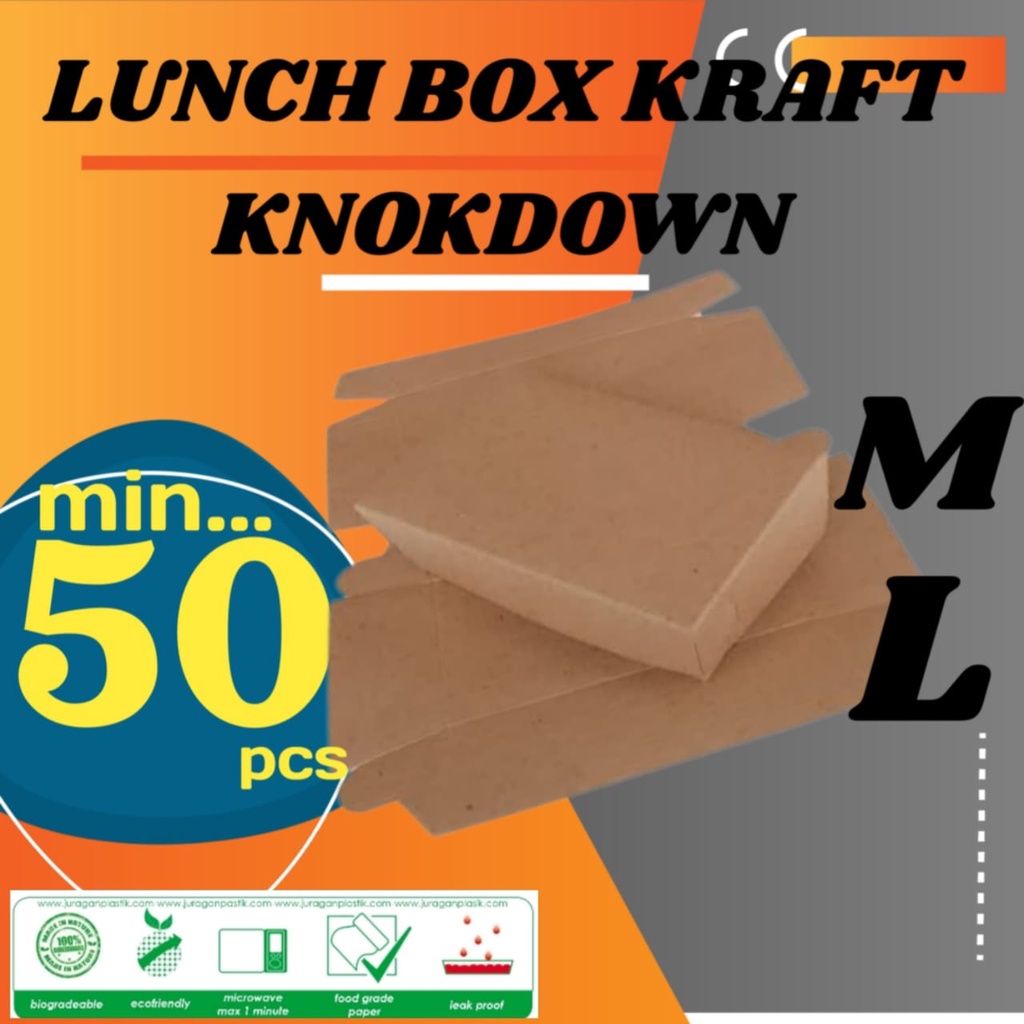 Tempat Paper Lunch Box Makan Nasi Kotak Food Rice Kertas Bowl Paper Box Makanan Kekinian Korean M L