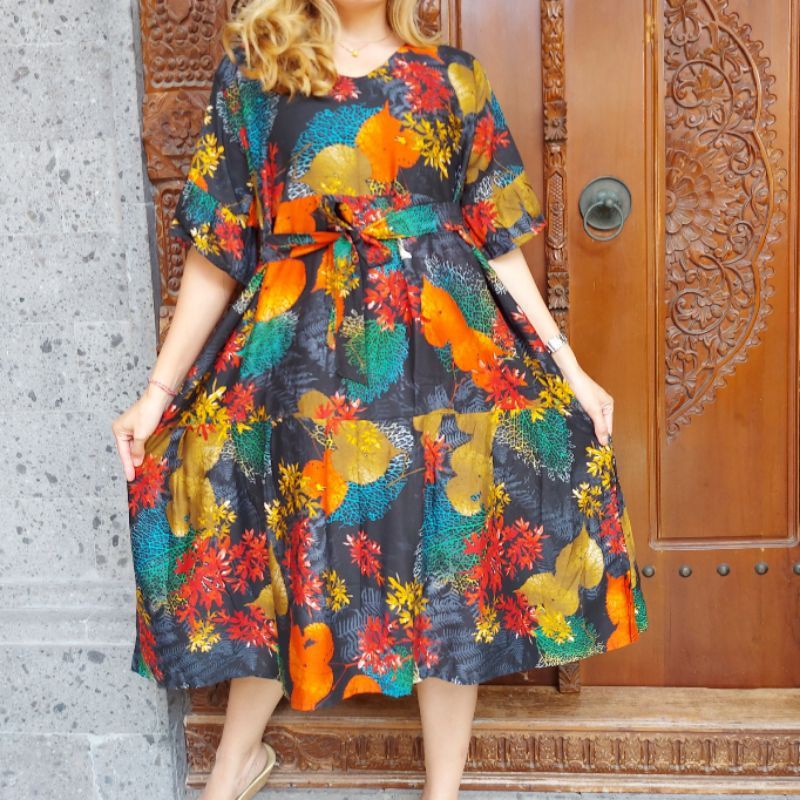 Dress Jenima Jumbo Polos &amp; Motif (rayon premium)