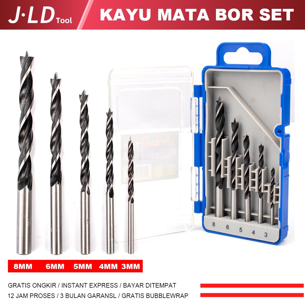 JLD kayu mata bor-mata bor besi baja asli- 3mm/4mm/5mm/6mm/8mm