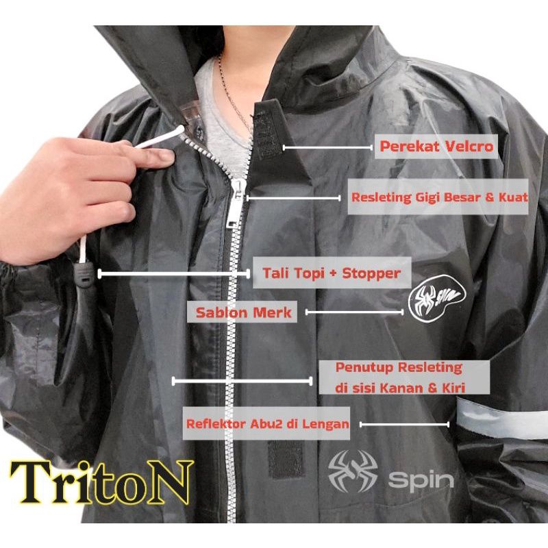 Jas Hujan Spin Jaket Celana Triton Jumbo XXL