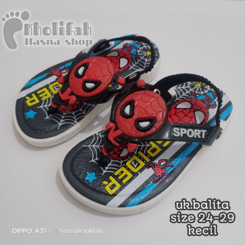 sandal bayi bunyi cit-cit karakter Spiderman/Doraemon lucu murah