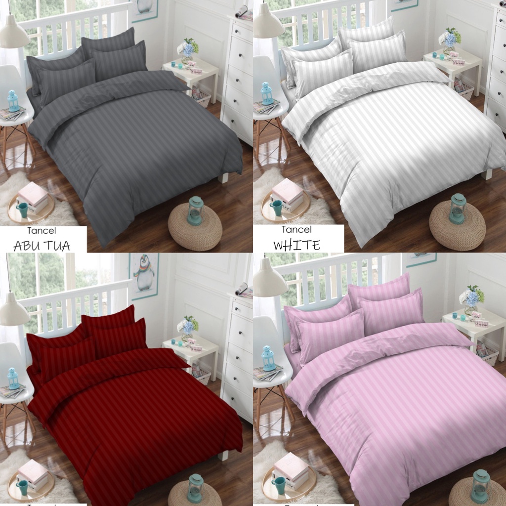 Sprei Hotel Bintang 5 Bahan Katun Dobby Tencel (Belum Termasuk Bedcover) Putih Polos Salur Premium Mewah Kasur Hotel Murah Promo Terbaru 2023 Diskon Sprey Sarung Bantal Sarung Guling Tencel King Seperei Sprei Bahan Katun