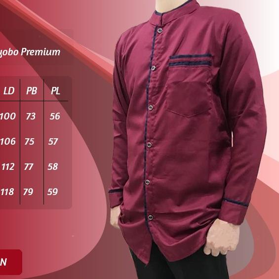 koko lengan panjang/koko pria/baju muslim pria/koko hadroh/koko lc - maroon, M