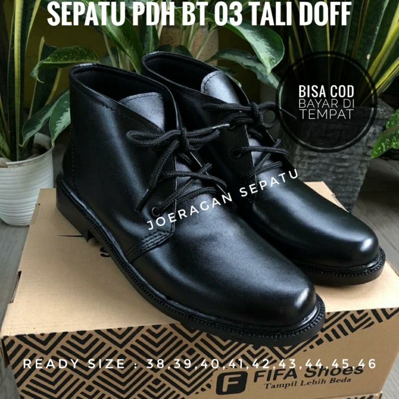 Sepatu PDH DOFF Sepatu Dinas Tali Pria Sepatu PDH TNI Polri Security Satpam Tanpa Resliting Sepatu Kerja BT