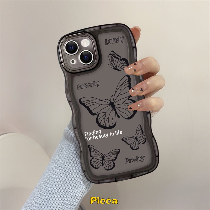 Casing Vivo Y36 Y15s Y12 Y02 Y35 Y22s Y17 Y16 Y22 Y1s Y55 Y15 Y33s Y20 Y21 Y11 Y21s Y15A Y12s V23E Y75 Y91C Y91 V20 Y12i V21 Y30 T1 Fashion Retro Butterfly Soft TPU Wavy Edge Cover