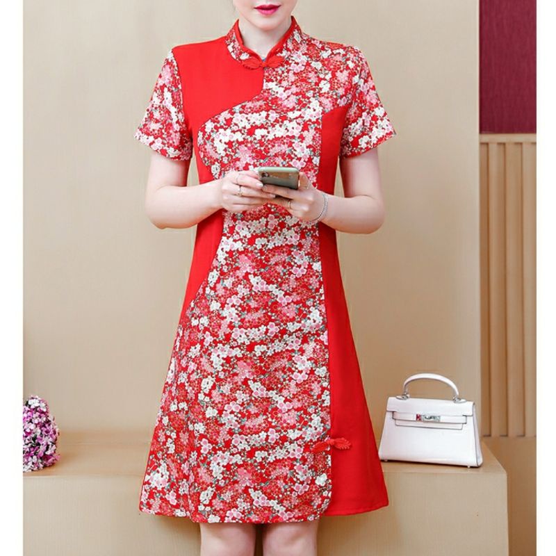 MDLV ~ 0993# CNY Adeniums Cheongsam Dress Imlek Sincia Import