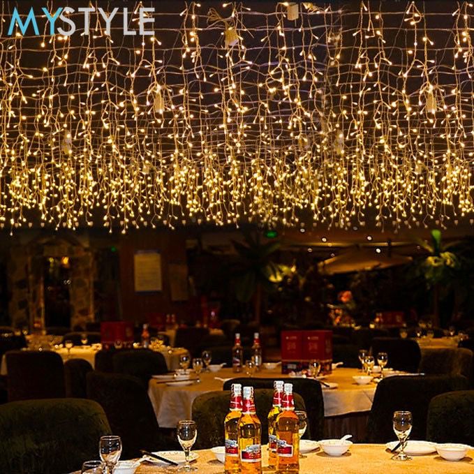 Lampu Tirai Warna Warm White 4.5M / Tumblr Dekorasi Wedding Lampu Hias Kamar Lampu Natal Tumbler Tirai Lampu Backdrop Lamaran ADA SAMBUNGAN CEWE COWO